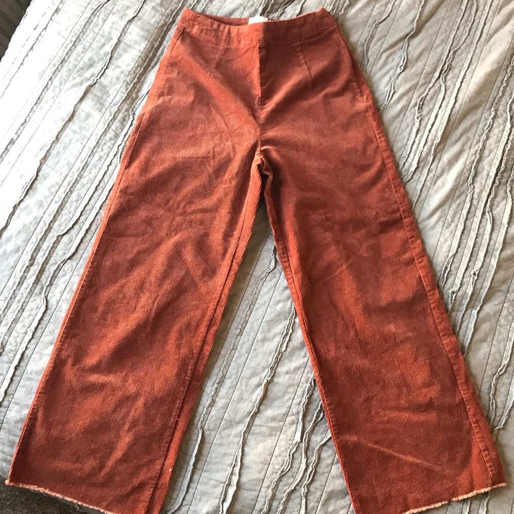 Rust Corduroy Culotte Pants